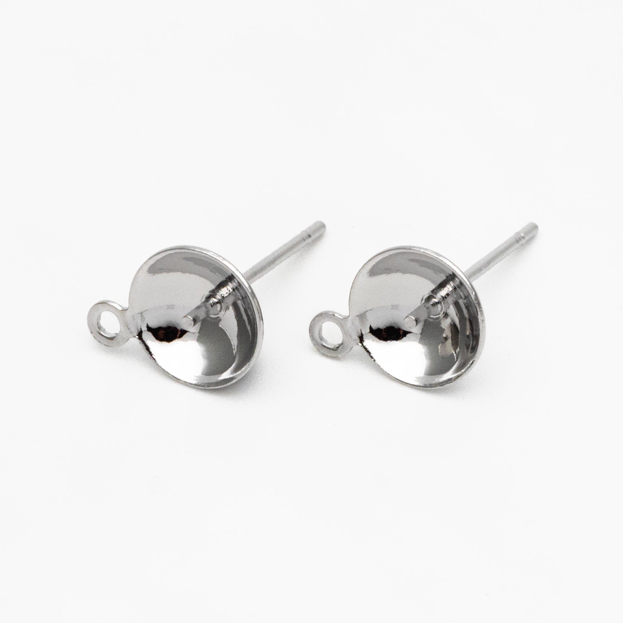 20pcs Gold/ Sliver/ Rose Gold Ear Posts with Cup, Stud Earrings for Pearls, 3/ 4/ 5/ 6/ 8mm Peg Earring Findings Wholesale (GB-2060)